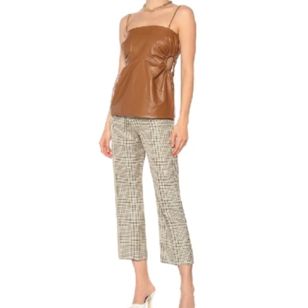 ROKH Leather Gathered Waist Cutout Top /‎ SZ 2-4